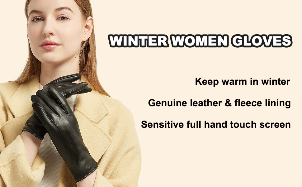 WINTER WOMEN LEATHER GLOVES                                