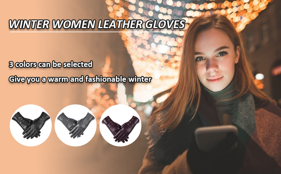 WINTER WOMEN LEATHER GLOVES                                