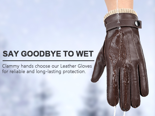 Mens  Leather Driving Gloves Winter