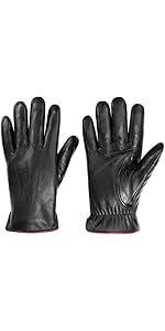 MaxW Autumn Winter Mens Leather Gloves Black Touchscreen Sheepskin Gloves Soft Warm Driving Cycli...