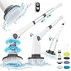 Electric Spin Scrubber, 2024 New Cordless Power Tub Scrubber with Long Handle,101 Lbs Strong Torque Shower Brush with 9 Heads, 2 Speed Mode 3 Adjustable Angles for Cleaning Bathroom Tile