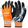 Joottuan 2 Pairs Waterproof Winter Work Gloves for Men Thickened Freezer Gloves Thermal Insulated Work Gloves for Cold Weather (2, Large)