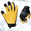 toolant Waterproof Winter Work Glove for Men,Heavy Duty High Dexterity Leather Gloves,3M Lining,Touchscreen,Impact Protection