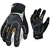 Vgo... 1-Pair Heavy Duty Synthetic Leather Work Gloves, Impact Protection Mechanic Gloves, Rigger Gloves, Vibration Reduction, Touchscreen Capable (Size L, Black, SL8849)