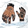 Vgo... 1 Pair -20℃/-4°F COLDPROOF,Winter Work Leather Gloves,Mechanics Gloves,Impact Gloves,Anti-Vibration,Water Resistant(L,Brown,CA7722FW)