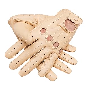 Soft Sheep Leather Driving Gloves in Beautiful Knuckle Hole Design