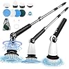 Electric Spin Scrubber, Cordless Cleaning Brush & Extension Handle, Power Shower Scrubber with 8 Replaceable Head, 120Mins Electric Scrubber for Bathroom, Tub, Floor, Kitchen