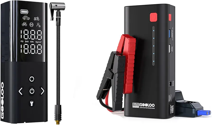 GOOLOO Jump Starter 2500A Peak Car Jumper Starter & AP150 Tire Inflator Portable Air Compressor