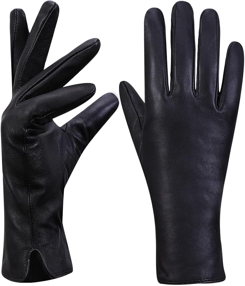 MGGMOKAY Womens Nappa Lambskin Leather Gloves Warm Cashmere Lined