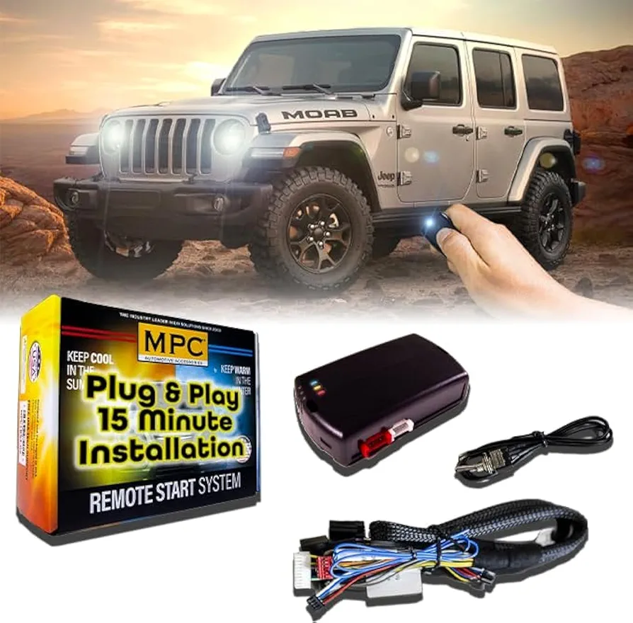 MPC Remote Start Kit Compatible with Jeep Wrangler 2007-2018 || 100% Plug n Play || Key-to-Start || Use Your OEM Key Fob || 15 Minute Install || USA Tech Support