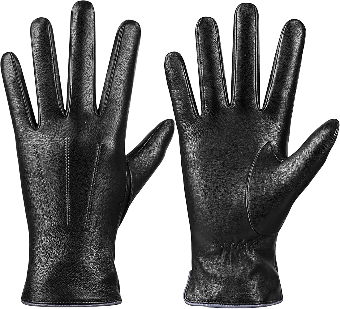 Winter Sheepskin Leather Gloves for Women,Intelligent Texting Wool Lined Touch Screen Warm Gloves