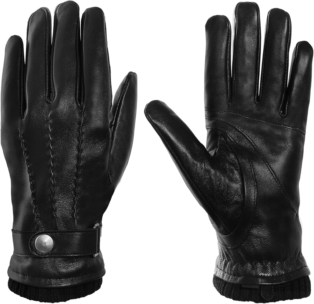 Winter Genuine Sheepskin Leather Gloves for Men Soft Cashmere Winter Warm Touch Screen Gloves Driving Gloves for Outdoor Use