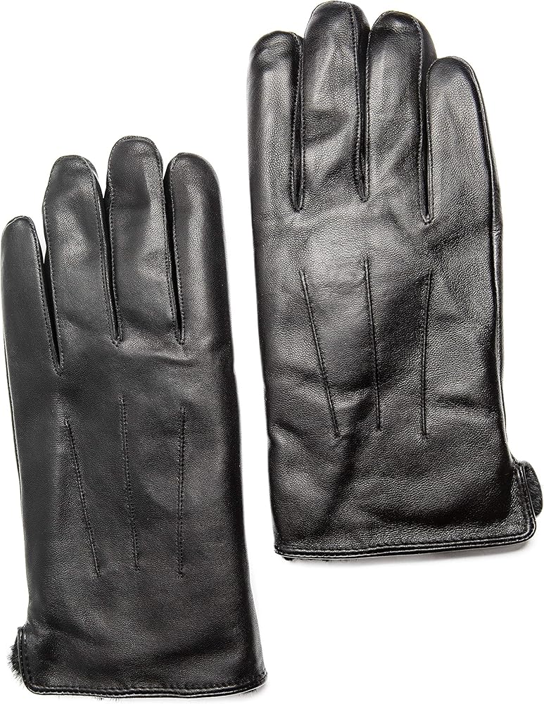 Men's Cashmere Lined Sheepskin Leather Gloves, Touchscreen, Winter Leather Gloves for Men, Gift Box