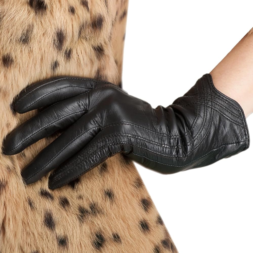 Nappaglo Nappa Leather Gloves Warm Handmade Curve Lambskin for Women