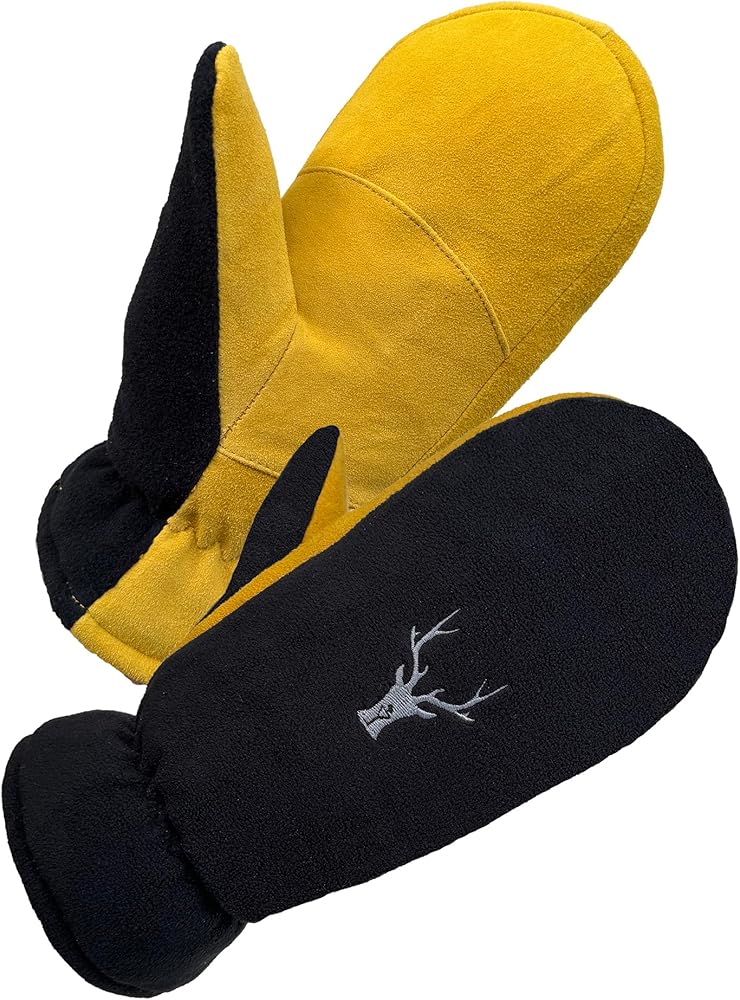 SKYDEER Upgraded Winter Mittens with Soft Deerskin Suede Leather & Thermal Polar Fleece & Warm C100G 3M Thinsulate Insulation