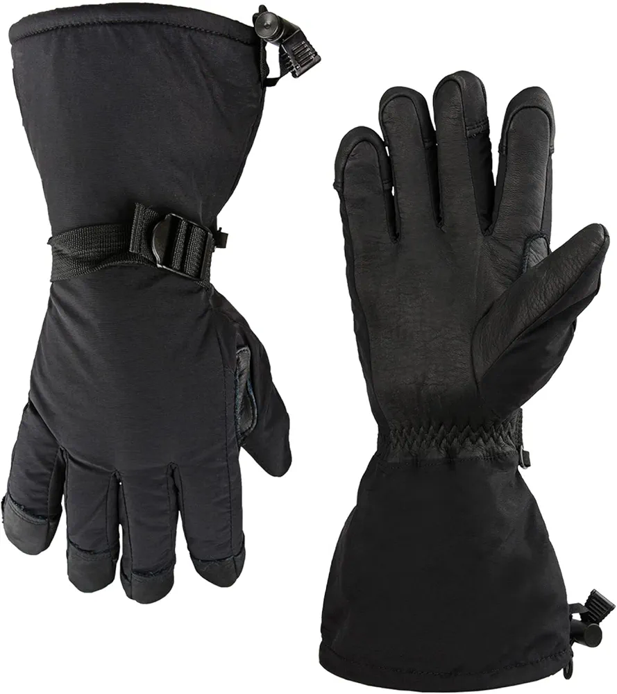 OZERO Ski Gloves Waterproof Snowproof: -40F Gloves with Cow Leather Palm and Adjustable Band String for Extreme Cold