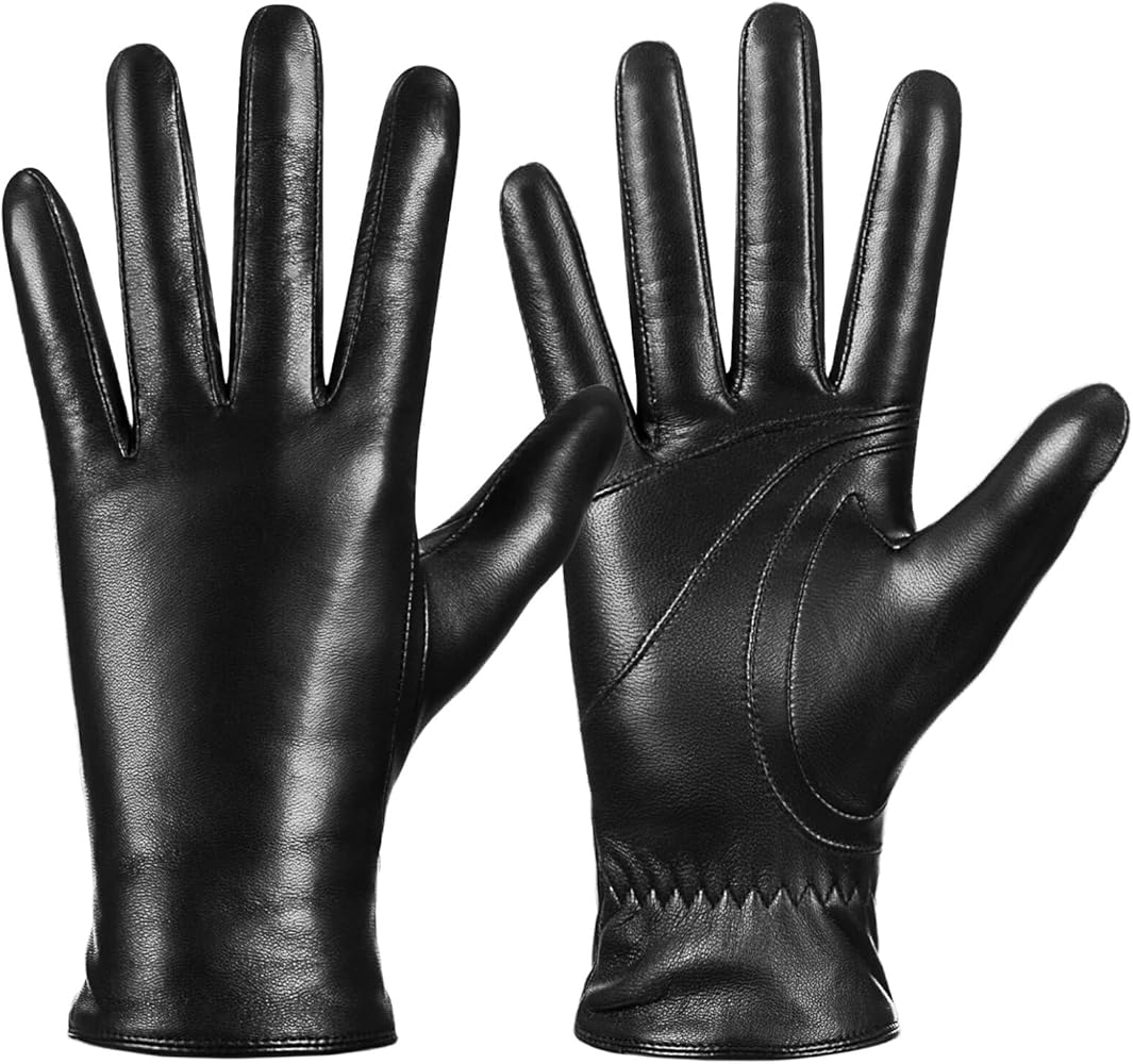 Winter Sheepskin Leather Gloves for Women, Touchscreen Gloves with Thermal Cashmere Lining, Fashion Driving Gloves