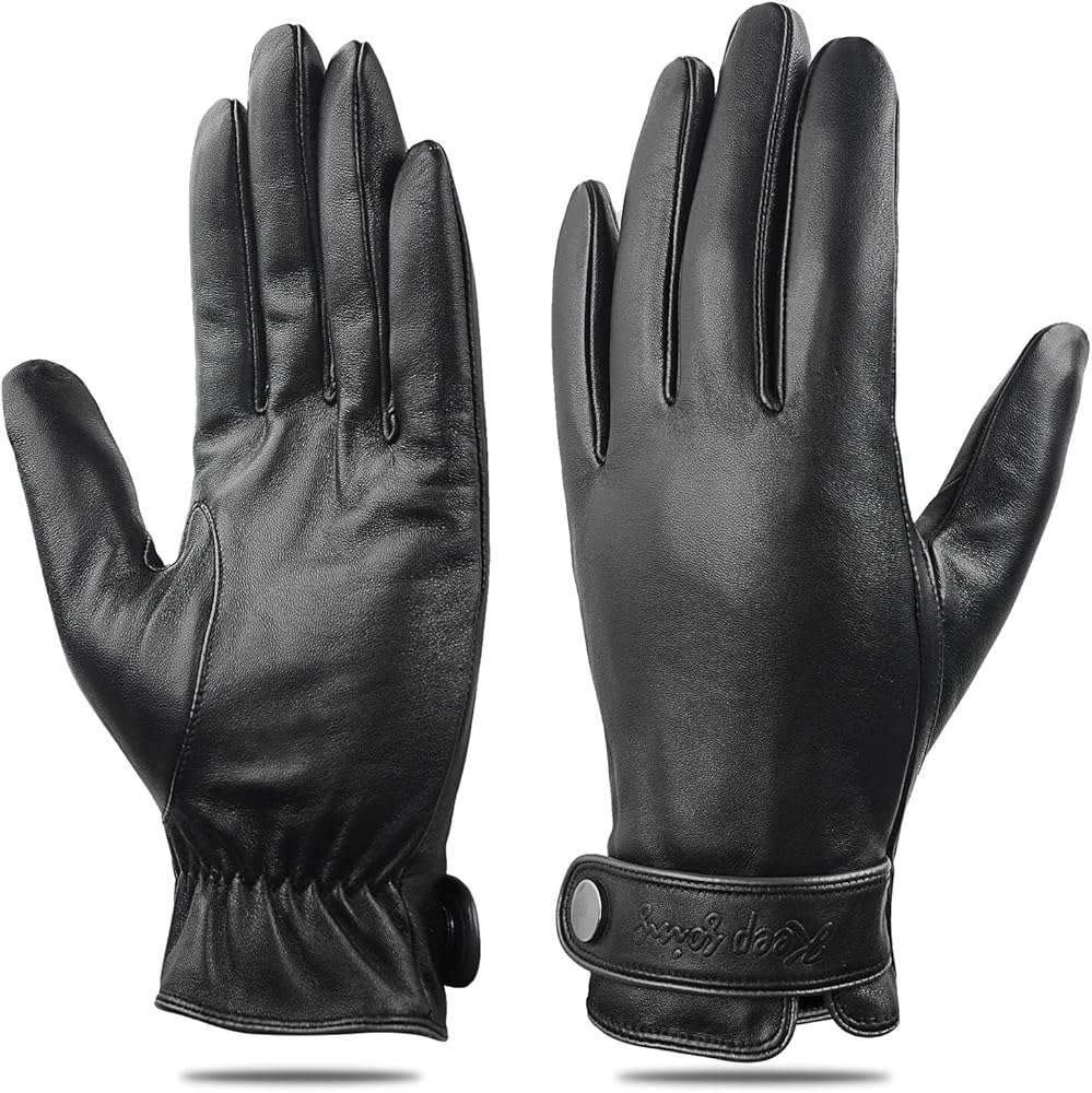 GSG Mens leather gloves winter Driving Gloves Sheepskin Touchscreen motorcycle gloves for cold weather Warm Italian Luxury