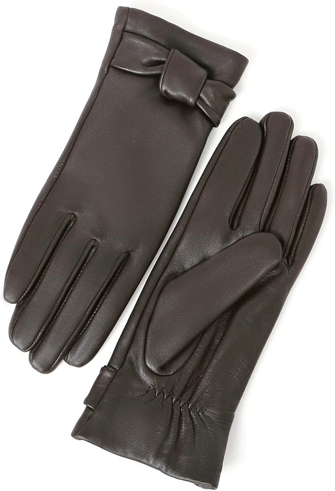 YISEVEN Women's Touchscreen Lambskin Dress Leather Gloves with Knot