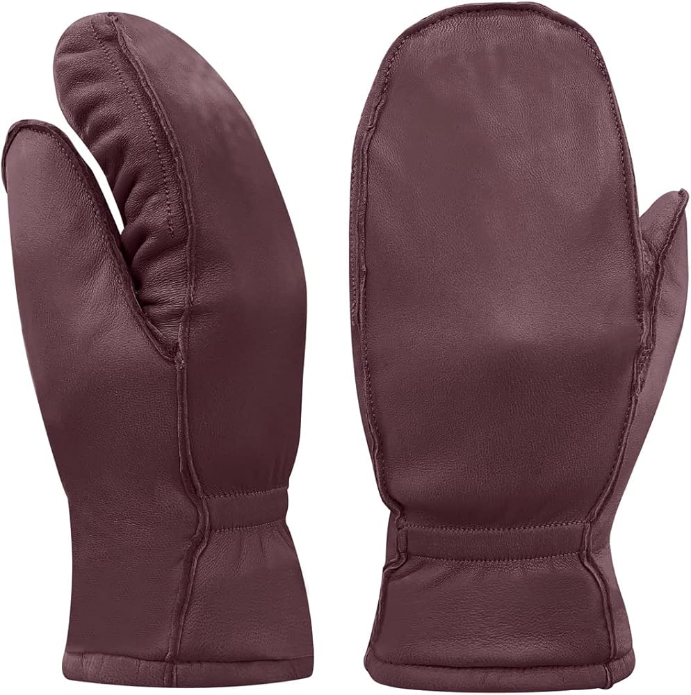 Harssidanzar Womens and Kids Lambskin Leather Winter Mittens Thermolite Lined with Finger Liners