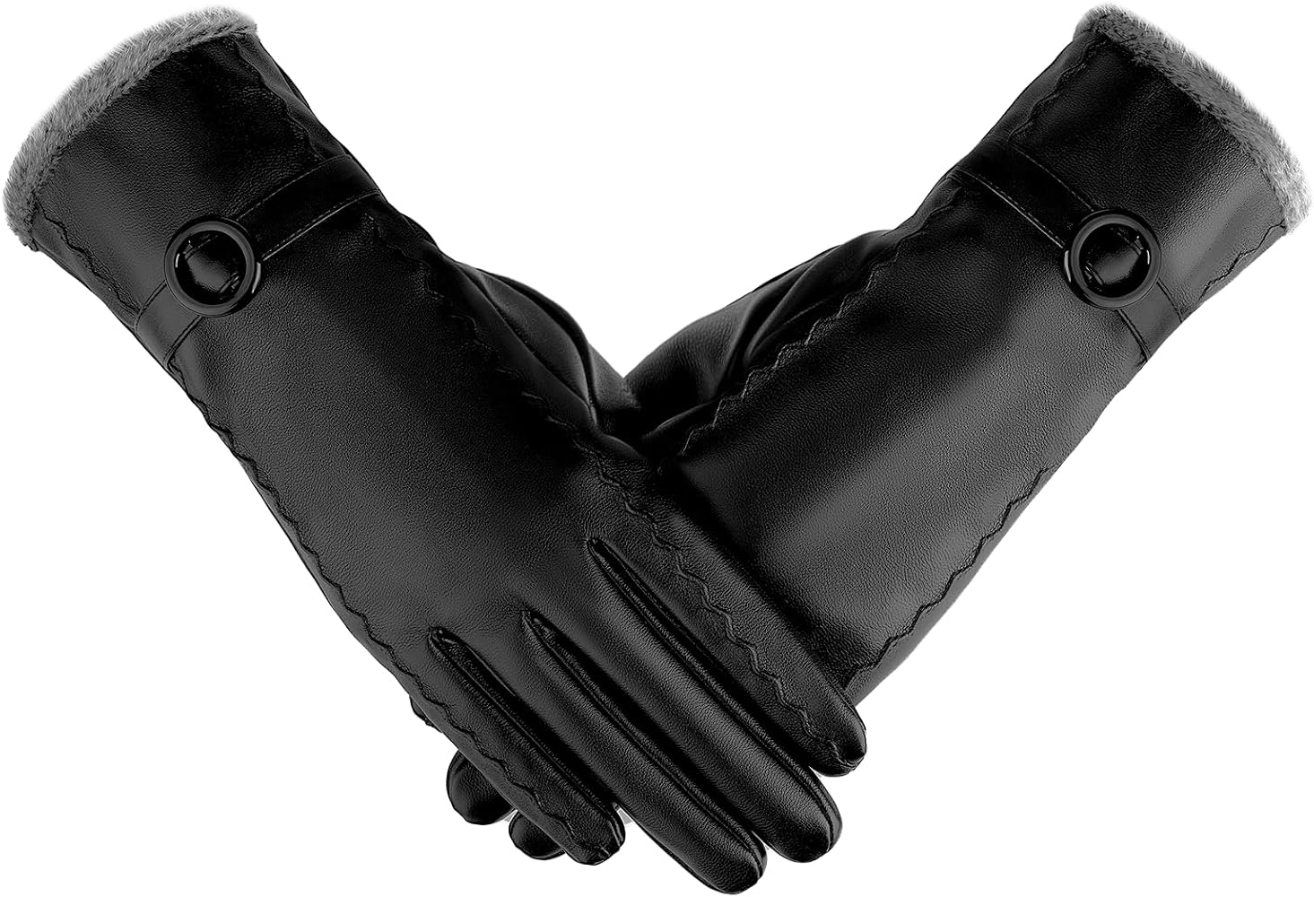 Winter Leather Gloves for Women, Touchscreen Texting Driving Gloves, Warm Fleece Lined Womens Glove Cold Weather