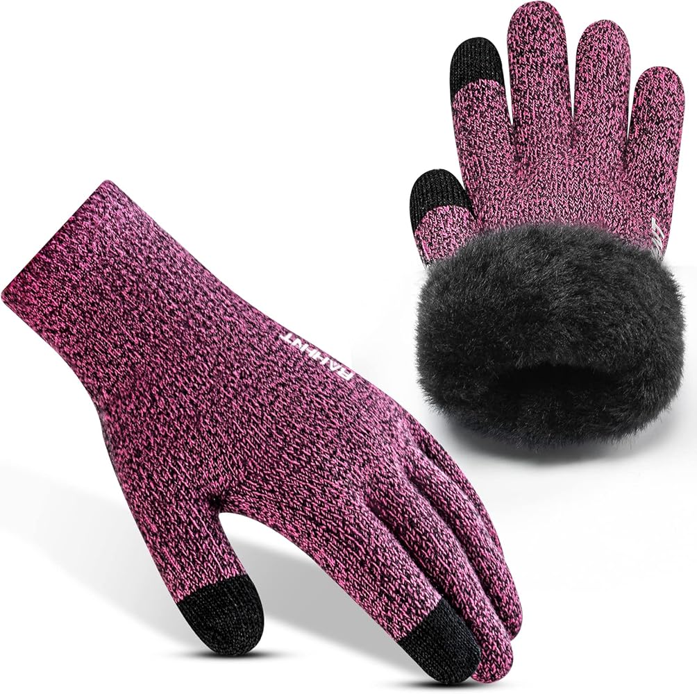 Rahhint Wool Winter Gloves Men Women Fleece lined Knit Gloves with Touchscreen Fingers Insulated Gloves Keep Hand Warm Gift