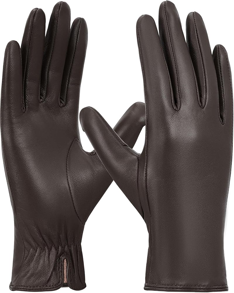 FIORETTO Womens Chrome-free Leather Gloves Warm Touchscreen Sheepskin Winter Gloves for Driving W24004