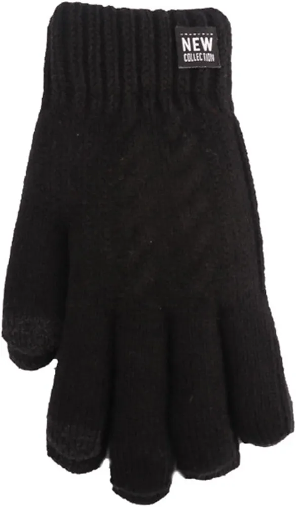 Winter Velvet Thickened Double-Layer Jacquard Warm Gloves Outdoor Anti-Slip Cycling Touch Screen Five-Hand Knitted Gloves