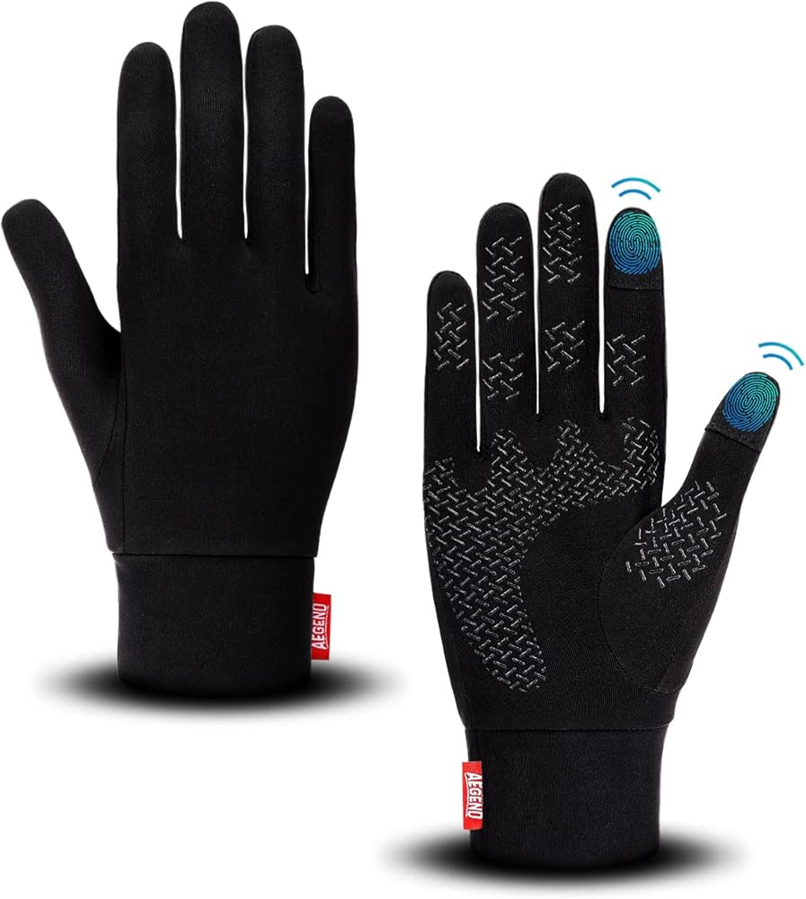 Aegend Lightweight Running Gloves Warm Gloves Mittens Liners Women Men Touch Screen Gloves Cycling Bike Sports Compression Gloves for Winter Early Spring Or Fall, 6 Colors, 3 Sizes