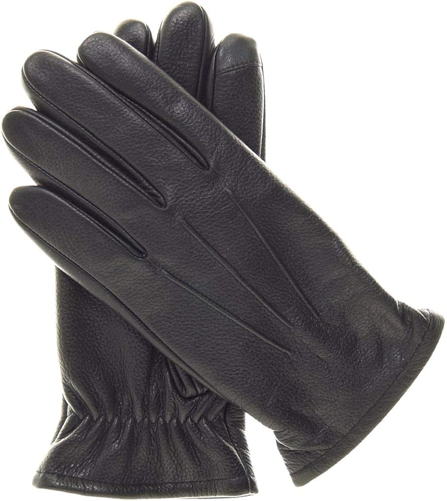 Pratt & Hart Gondola Men’s Black Leather Gloves with Thinsulate (Touchscreen) Great for Winter Driving and Riding (Sheepskin)