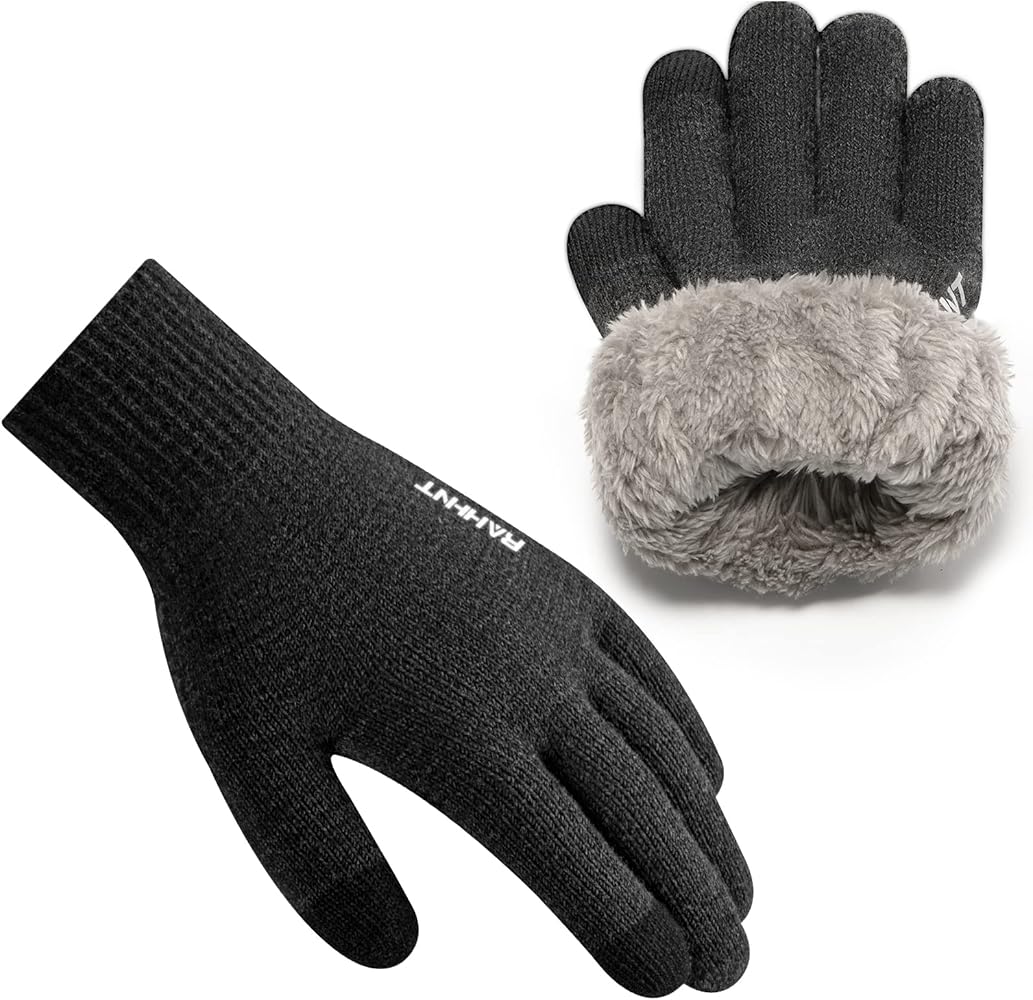 Rahhint Wool Winter Gloves Men Women Fleece lined Knit Gloves with Touchscreen Fingers Insulated Gloves Keep Hand Warm Gift