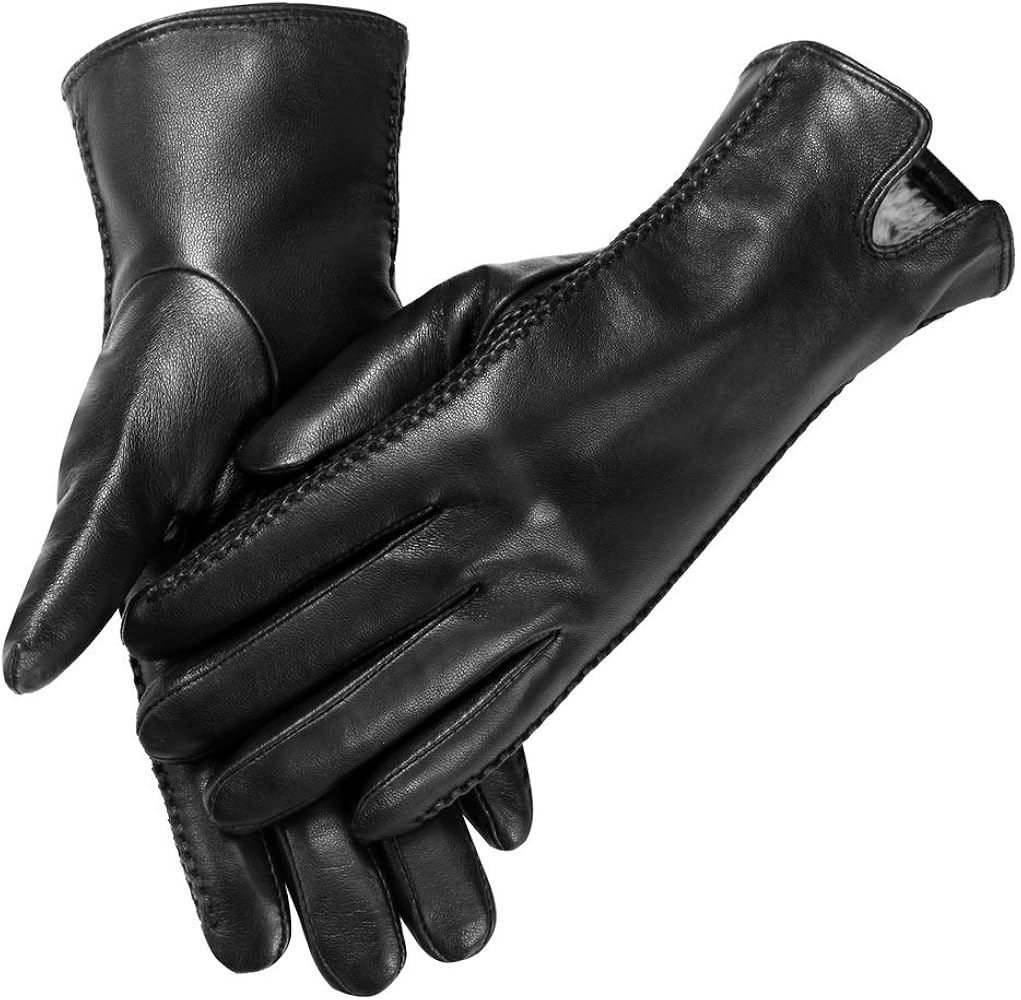 Winter Womens Leather Gloves Black Touchscreen Sheepskin Gloves Soft Warm Driving Cycling Mitten