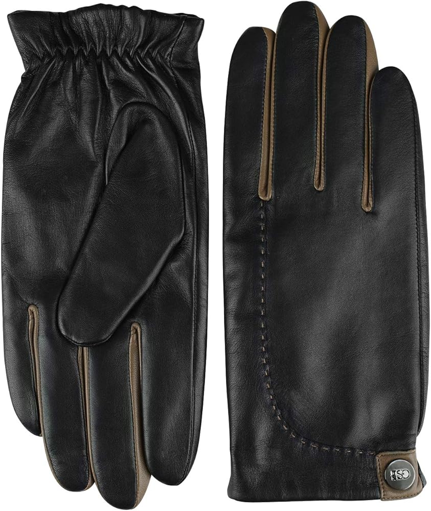 GSG Mens leather gloves winter Driving Gloves Sheepskin Touchscreen motorcycle gloves for cold weather Warm Italian Luxury