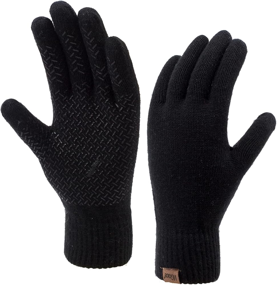 ViGrace Winter Touchscreen Gloves for Men Women Warm Anti-Slip Touch Screen Lined Knit Glove