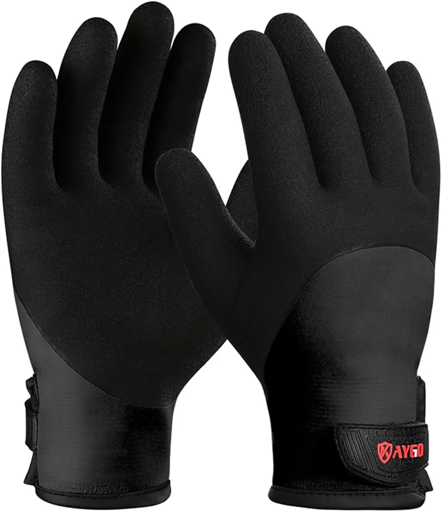 Waterproof Insulated Thermal Work Gloves - KG140W, Cold Condition Winter Gloves for Men and Women, Full Hand Double Latex Coated Ultra-Fine Crinkle Grip (3, Large),Black