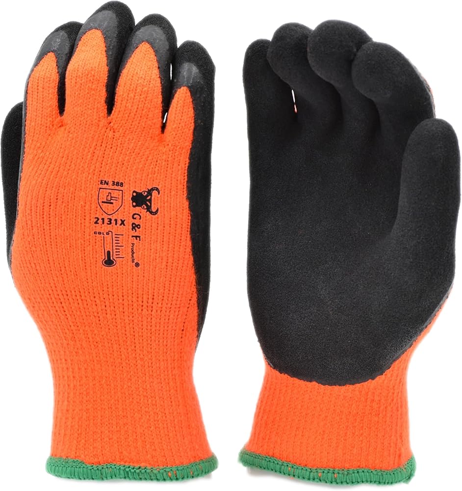 G & F GripMaster Cold Weather Outdoor Work Gloves, Winter Driving Gloves, Micro-Foam Latex Double Coated, heavy Duty