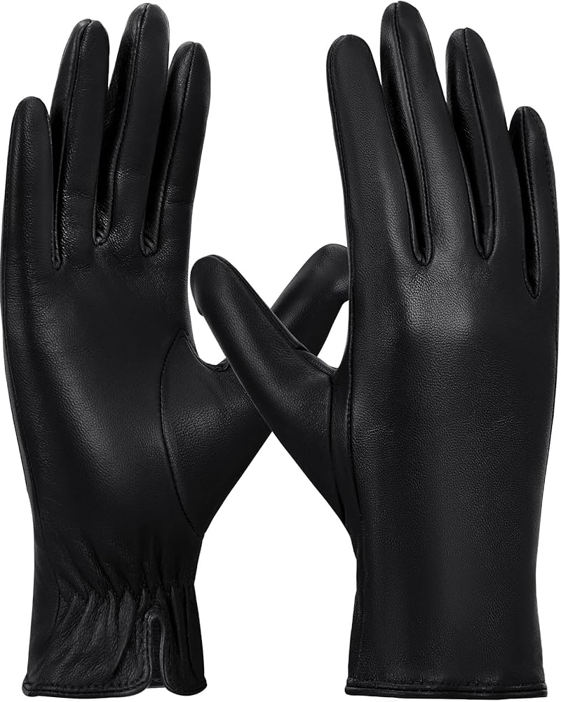 FIORETTO Womens Chrome-free Leather Gloves Warm Touchscreen Sheepskin Winter Gloves for Driving W24004