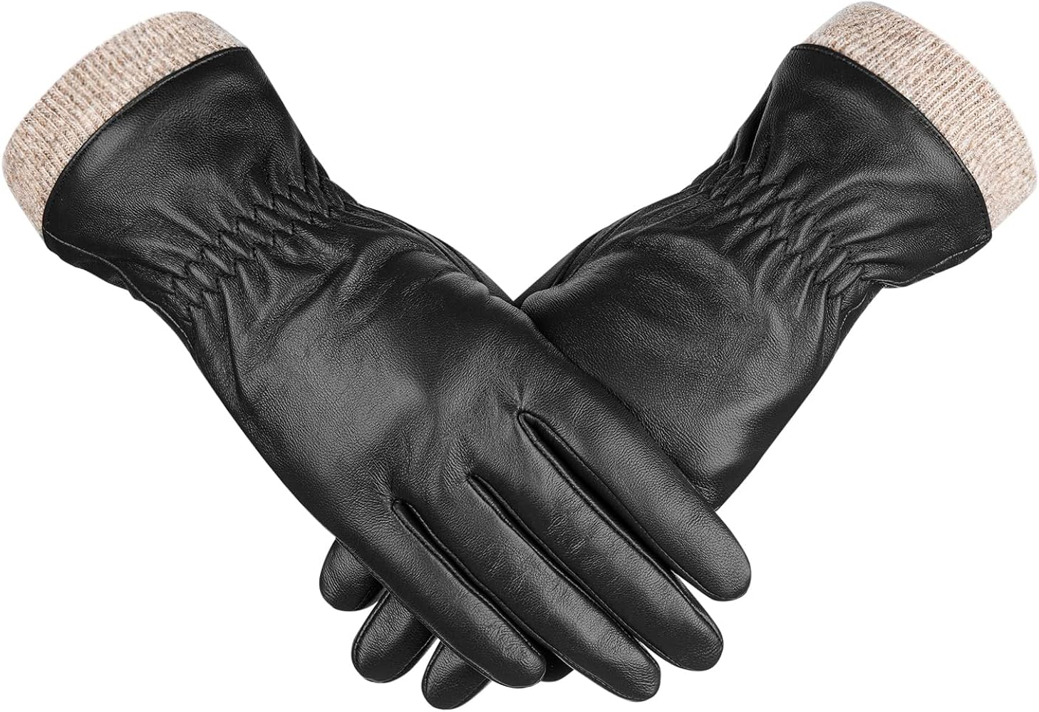 Alepo Genuine Sheepskin Leather Gloves For Women, Winter Warm Touchscreen Texting Cashmere Lined Driving Motorcycle Dress