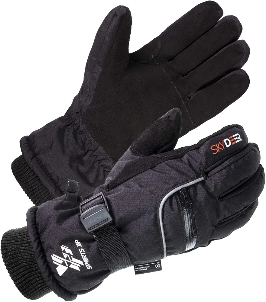 SKYDEER 100% Waterproof and -40°F Cold Proof Genuine Deerskin Suede Leather Ski Gloves for Extreme Cold Condition (SD8650T)