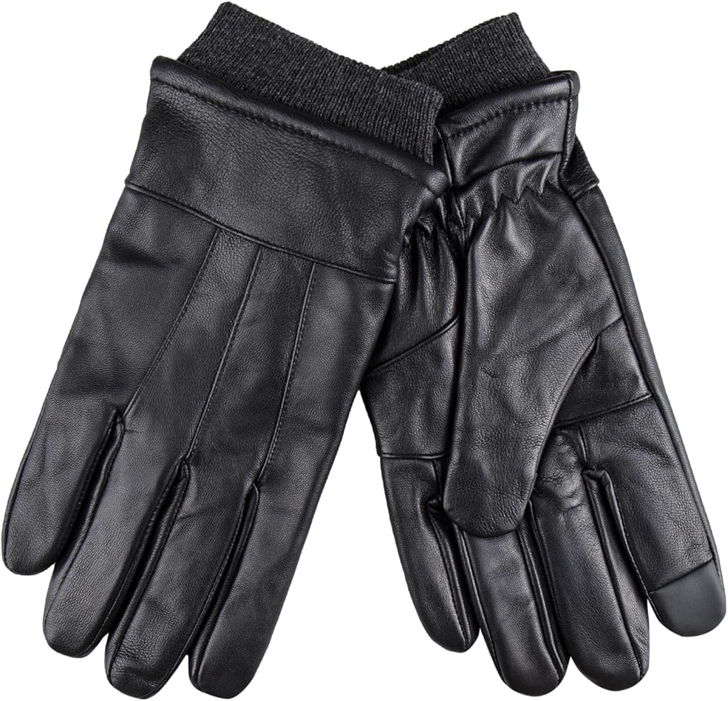 Dockers Men's Warm Leather Winter Gloves with Smartphone Touchscreen Capability