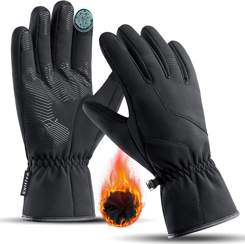 Winter Waterproof Ski Gloves Men Women, -10℉ Windproof Snow Warm Gloves for Cold Weather, with Touchscreen Fingers Thermal Lining Anti-Slip for Cycling, Driving, Hiking, Skiing, Running