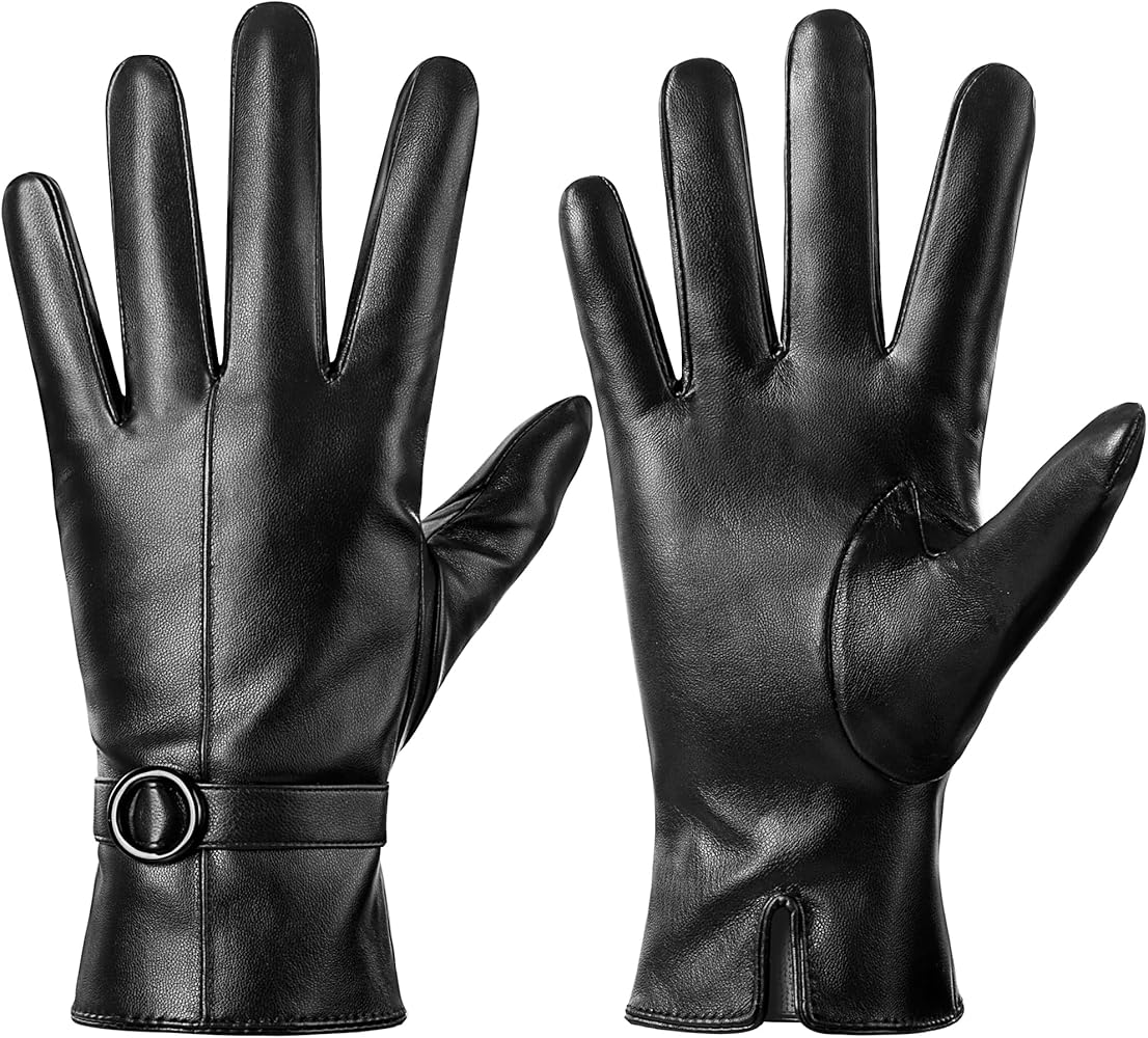 Womens Winter Leather Gloves Touchscreen Texting Warm Driving Lambskin Gloves