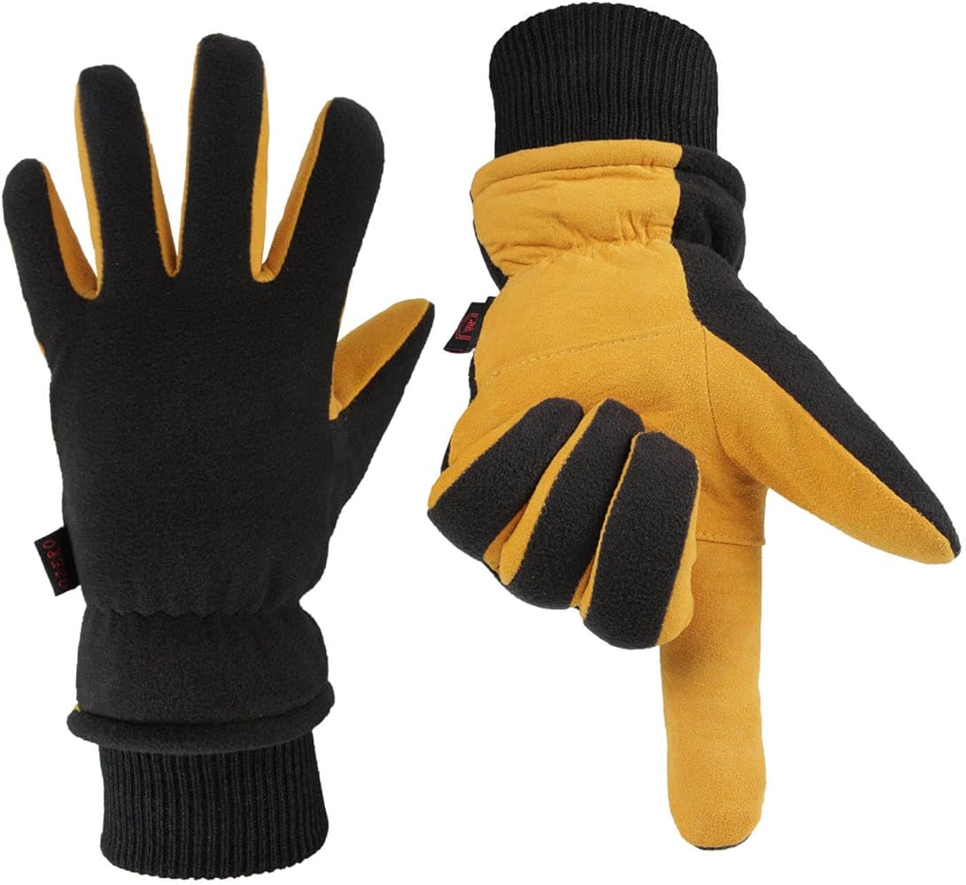 OZERO Men & Women Winter Gloves -30°F Deerskin Leather Water-resistant Windproof Cold Weather Glove for Driving Hiking