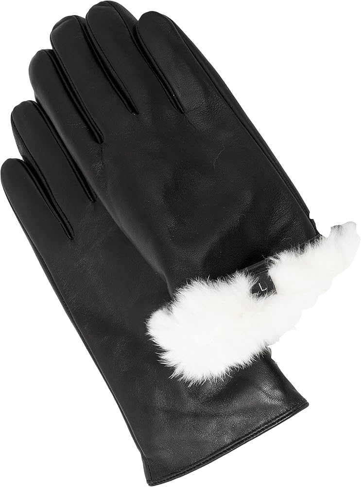 Women's Rabbit Fur Lined Sheepskin Leather Gloves, Touchscreen, Winter Leather Gloves for Women, Gift Box