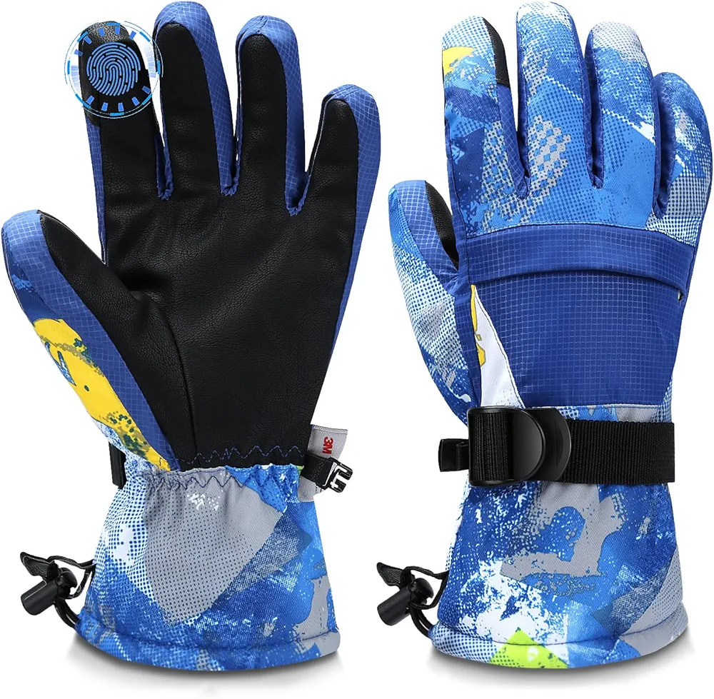 Ski Gloves, Warmest Waterproof and Breathable Snow Gloves for Cold Weather, Fits Both Men & Women,for Parent Child Kids Outdoor