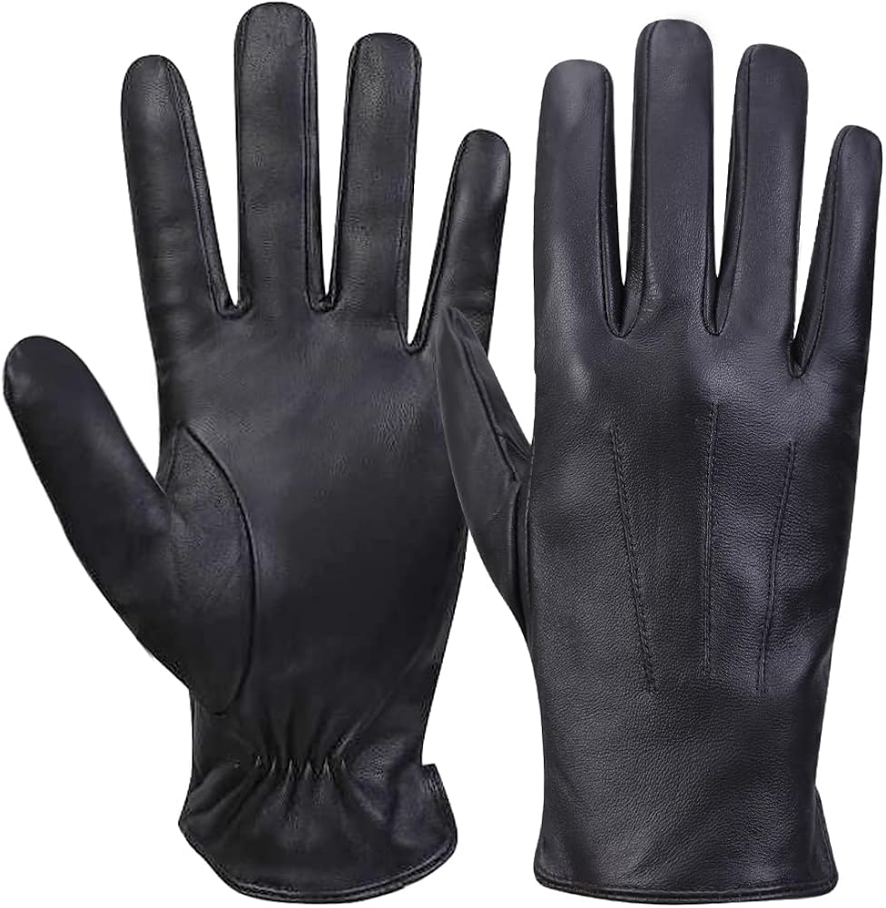 MGGMOKAY Mens Luxury Nappa Lambskin Leather Gloves Cashmere Lining