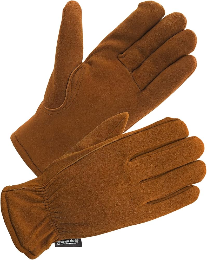 SKYDEER 3M Thinsulate Thermal Winter Work Gloves with Windproof Premium Genuine Deerskin Suede Leather (Unisex)