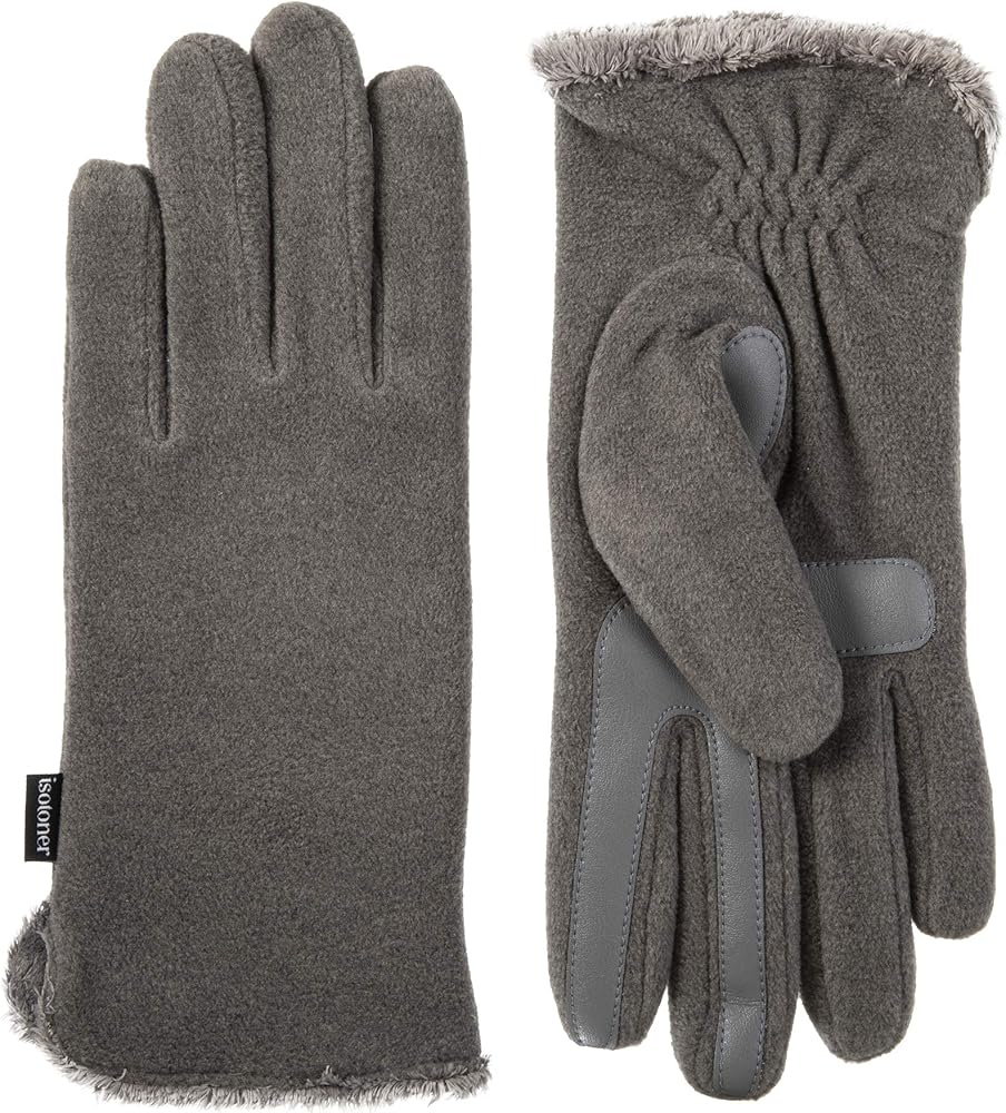 isotoner womens Stretch Fleece Gloves With Microluxe Lining and Smart Touch Technology