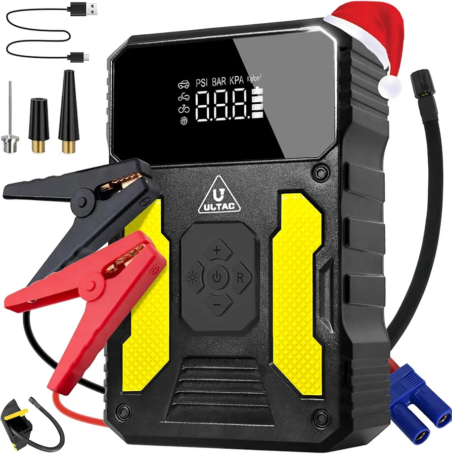 Car Jump Starter with Air Compressor - Battery Jumper Starter Portable with Air Compressor 3000A Jump Pack(All Gas/10L Diesel),20000mAh 150PSI 12V Tire Inflator with Digital Display, 3 Modes LED Light