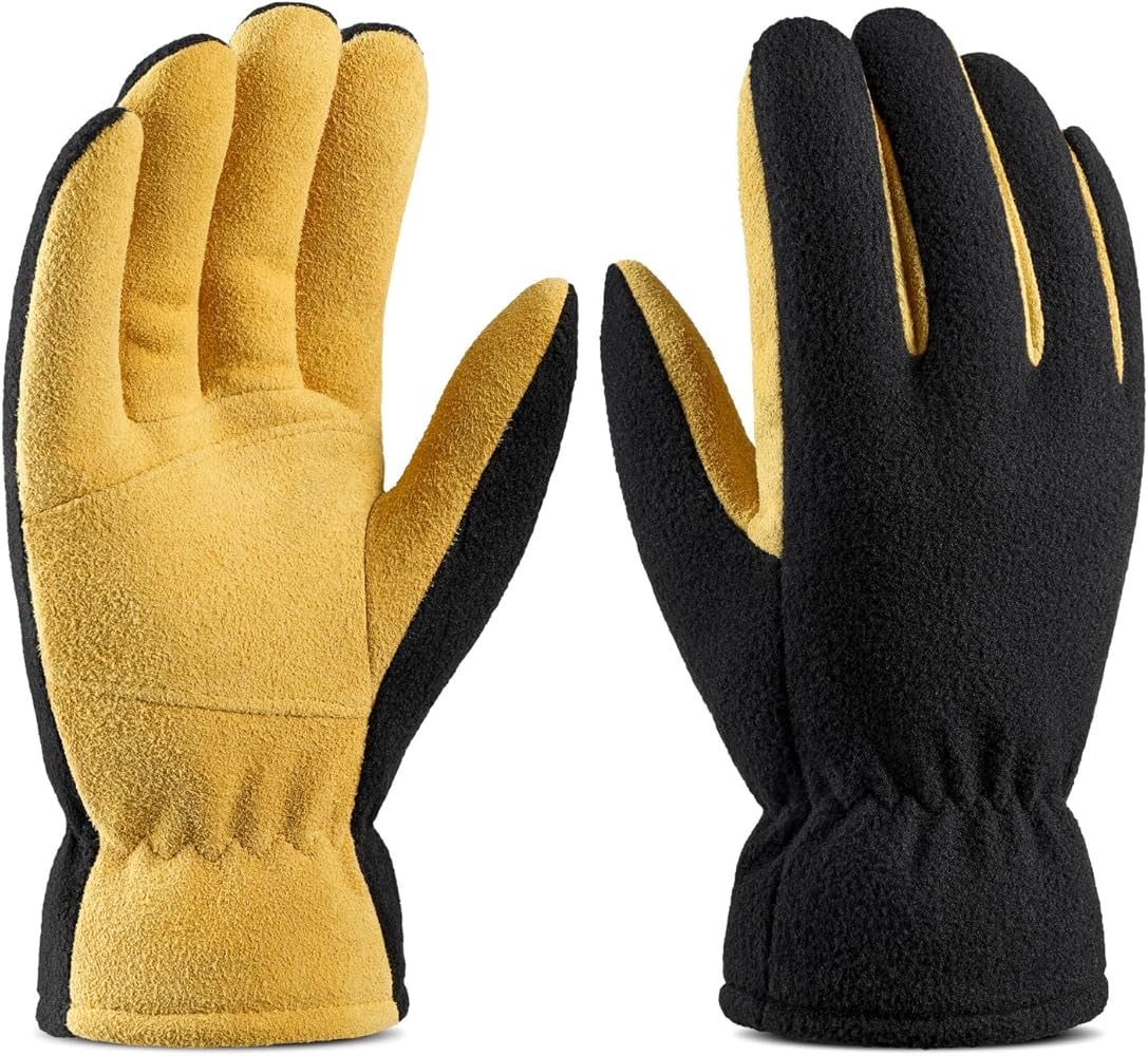 Winter Gloves for Men Women: -20°F Thermal Warm Deerskin Polar Fleece Cotton Glove